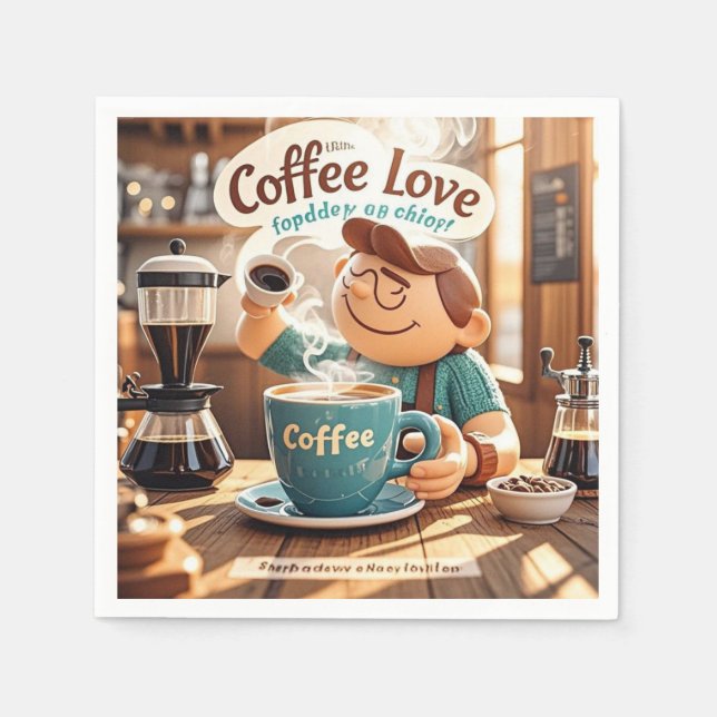 Tecknad mysig mysig kaffebar kaffefantast style pappersservett (Framsidan)