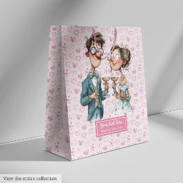Tecknad Newlyweds Bröllop Gift Bag Watercolor Roli