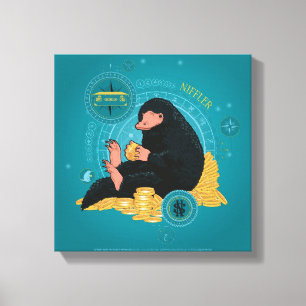 Tecknad NIFFLER™ med Guld Mynt Canvastryck