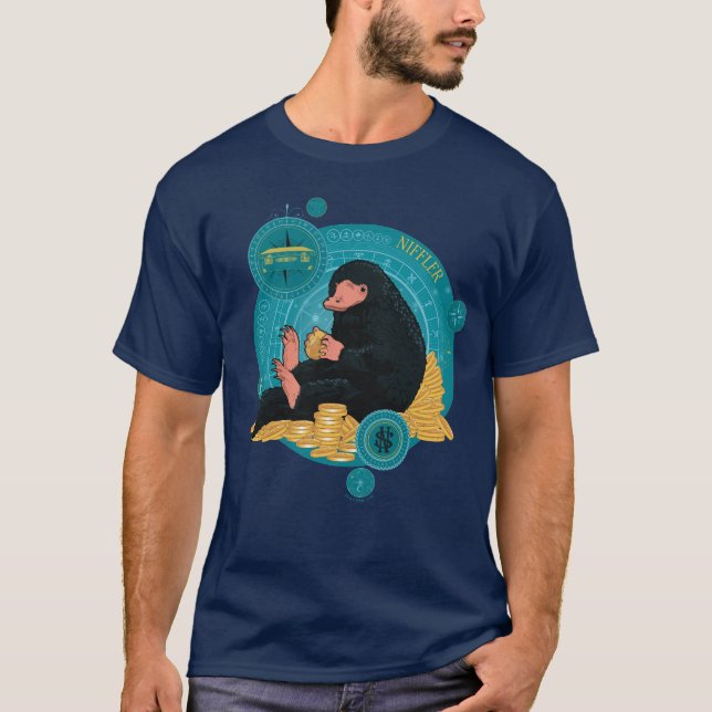 Tecknad NIFFLER™ med Guld Mynt T Shirt (Framsida)