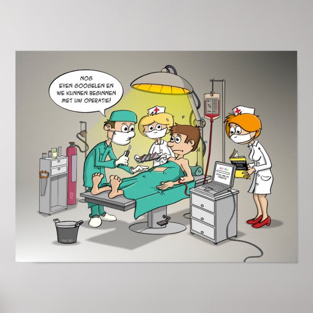 Tecknad; Nog ens googelen en we kunnen opereren Poster (Framsidan)