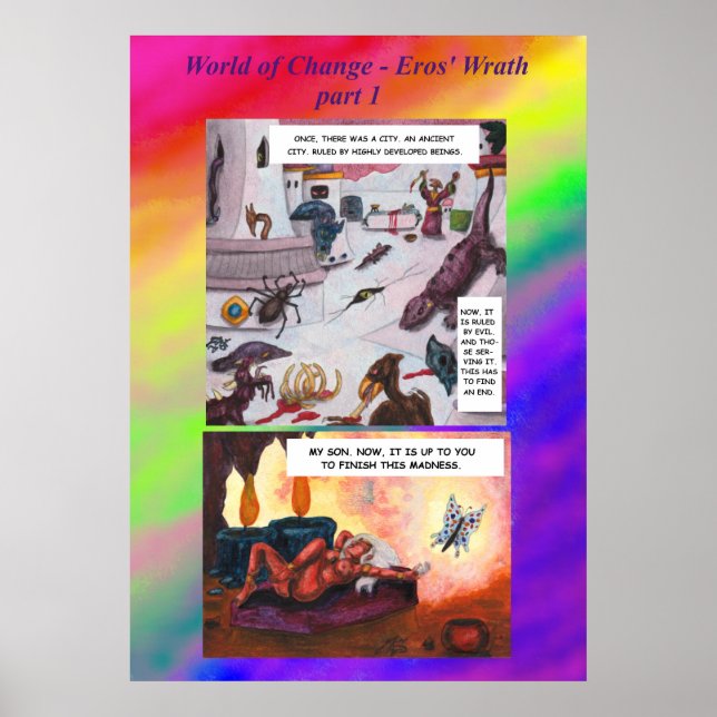 Tecknad novell Fantasy Världsförändring Konst Kärl Poster (Framsidan)