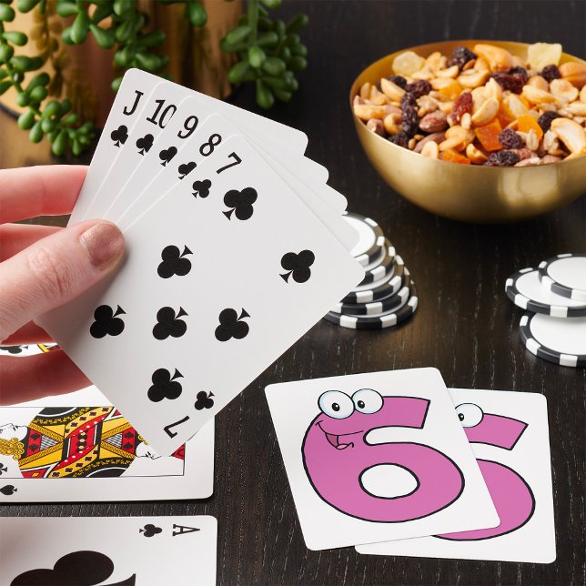 Tecknad nummer 6 Roligt Lila sex Casinokort (Skapare uppladdad)