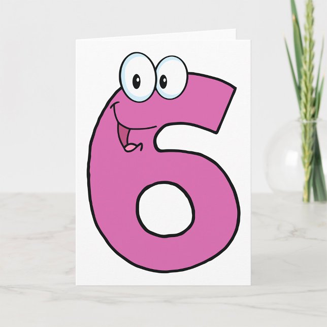 Tecknad nummer 6 Roligt Lila sex Kort (Skapare uppladdad)