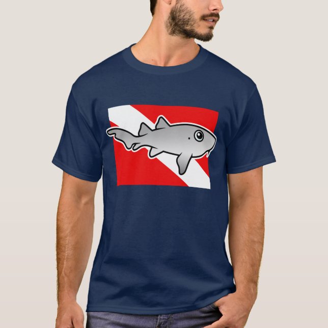 Tecknad Nurse Shark Dive Flagga T Shirt (Framsida)