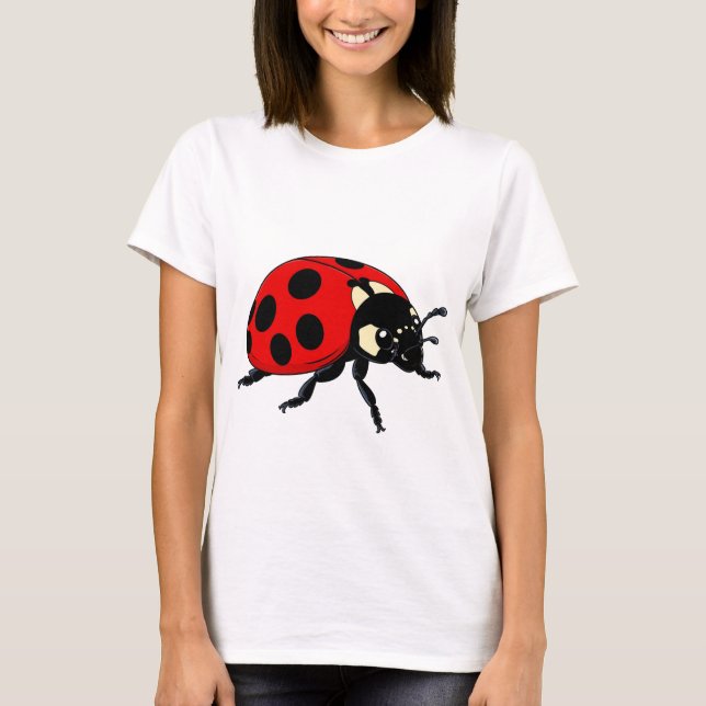 🐞 Tecknad Nyckelpiga Glöd 🌈 Söt Insekt Karaktär T Shirt (Framsida)