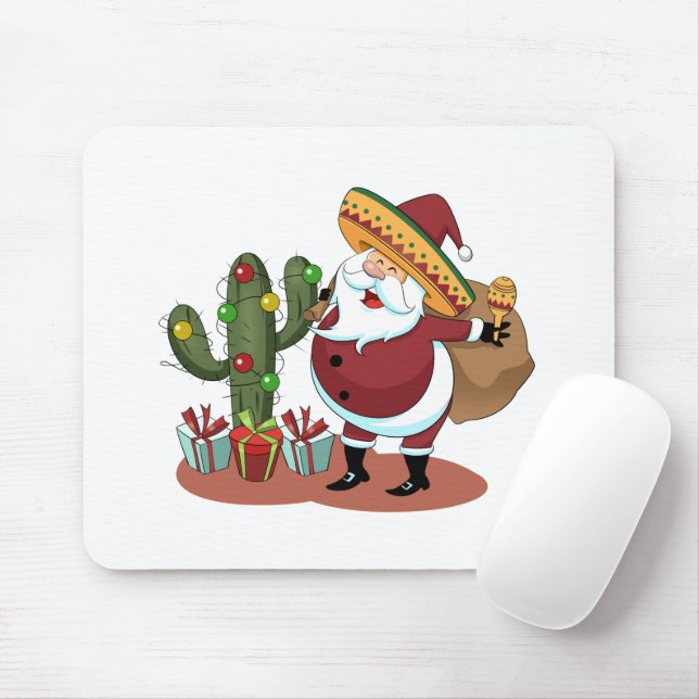 Tecknad och Jultomten med sombrero Musmatta (Med mus)