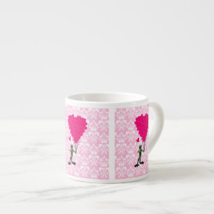 Tecknad och rosa i groda på damm espressomugg