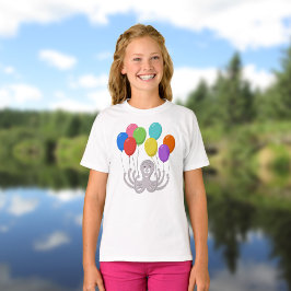 Tecknad Octopus Colorful Balloons Girl T Shirt