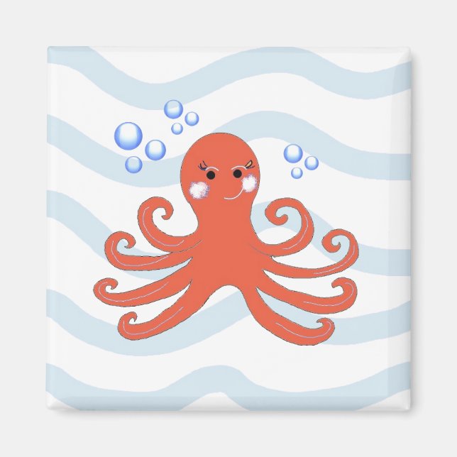 Tecknad Octopus Magnet (Framsidan)