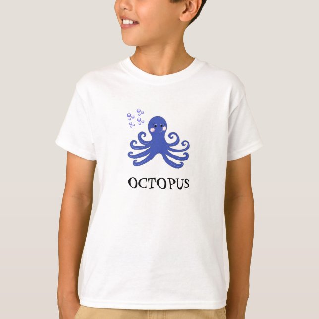 Tecknad Octopus T Shirt (Framsida)