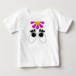 Tecknad Ögon med Rosa Gult blomma T-shirt
