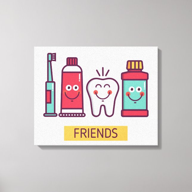 Tecknad Oral Care Friends Canvastryck (Framsida)