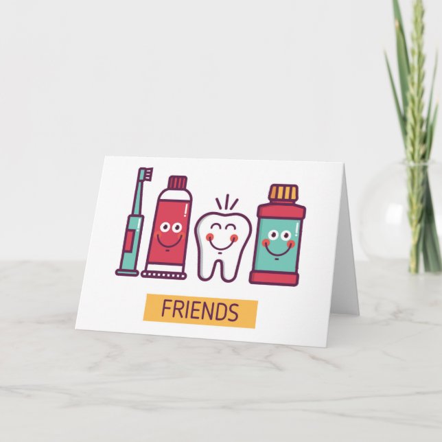Tecknad Oral Care Friends Kort (Framsida)