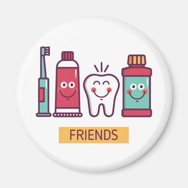 Tecknad Oral Care Friends Magnet (Framsidan)