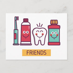 Tecknad Oral Care Friends Vykort