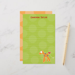 Tecknad Orange Giraffe Kid Children Dots Tack Brevpapper