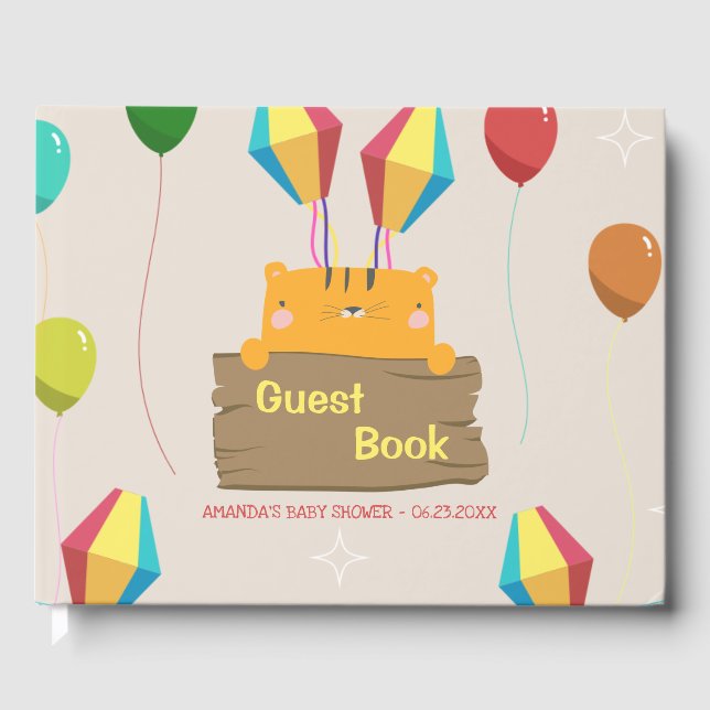 Tecknad Orange Kattbabyskor Gästböcker (Framsida)