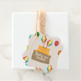 Tecknad Orange Kattbabyskor Gåvor Etiketter