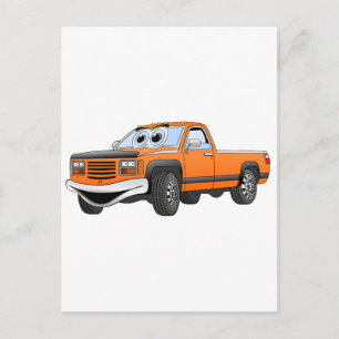 Tecknad Orange Pickup Lastbil Vykort