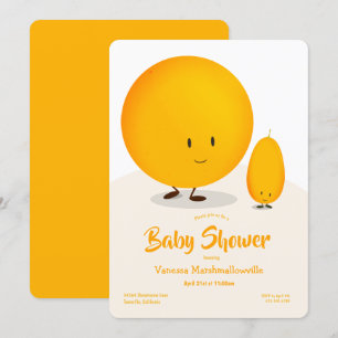 Tecknad Orange Vit Kumquat Fruit Baby Shower Inbjudningar