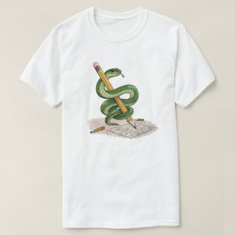 Tecknad orm inslagen runt en penna – Handritad T Shirt