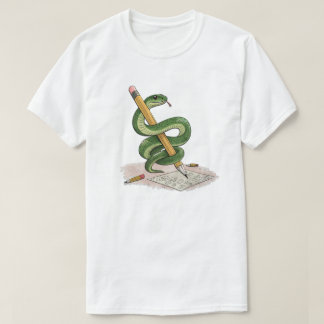 Tecknad orm inslagen runt en penna – Handritad T Shirt