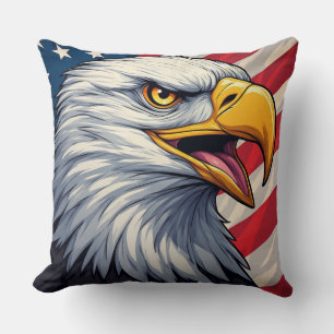 Tecknad örn med amerikansk flagga patriotisk desig kudde