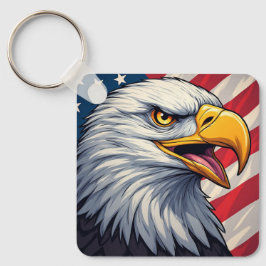 Tecknad örn med amerikansk flagga patriotisk desig nyckelring