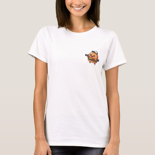 Tecknad ostburgare karaktär t shirt (Framsida)