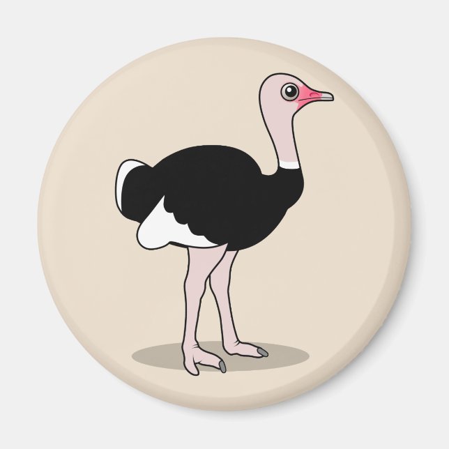 Tecknad Ostrich Magnet (Framsidan)