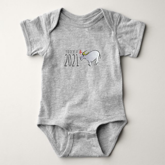 Tecknad Ox China Year Baby, född 2021 Body T Shirt (Framsida)