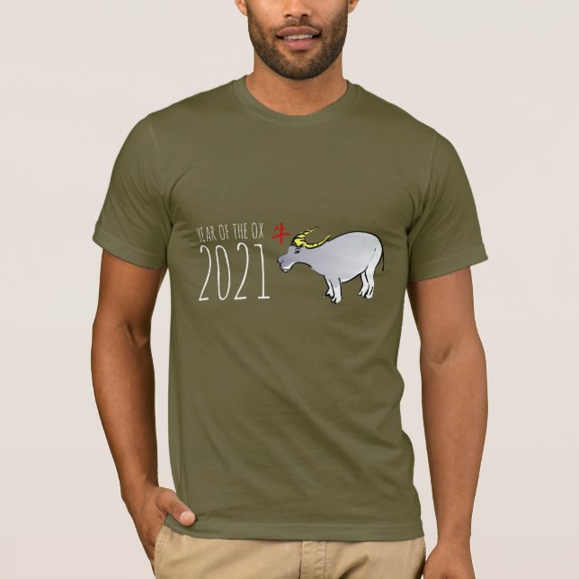 Tecknad Ox Chinese New Year Birthday Manar T Shirt (Framsida)