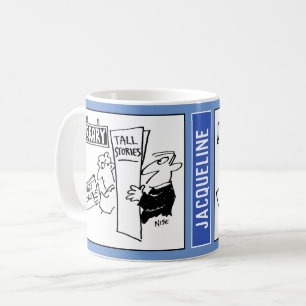 Tecknad på 2 Manar i Bokar vid Bibliotek-behandlin Kaffemugg