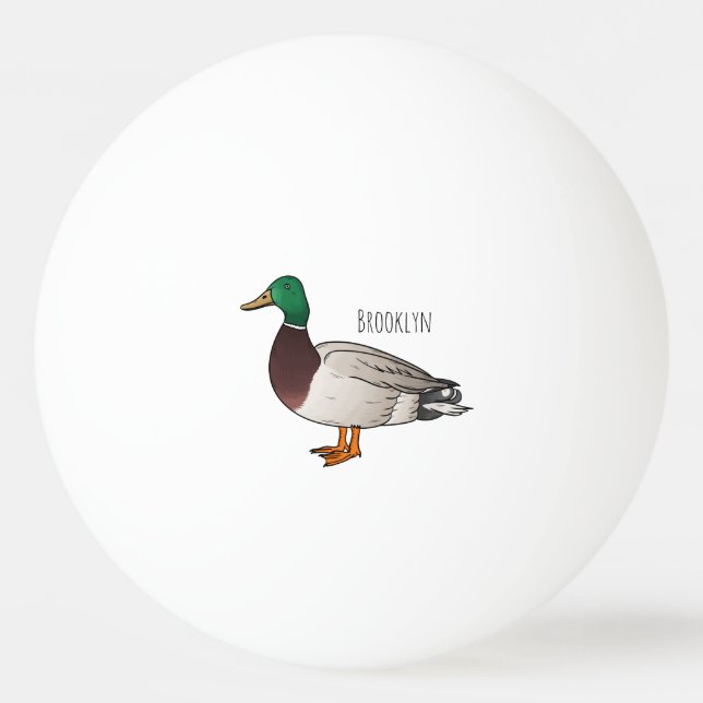 Tecknad på Mallard anka Pingisboll (Framsidan)