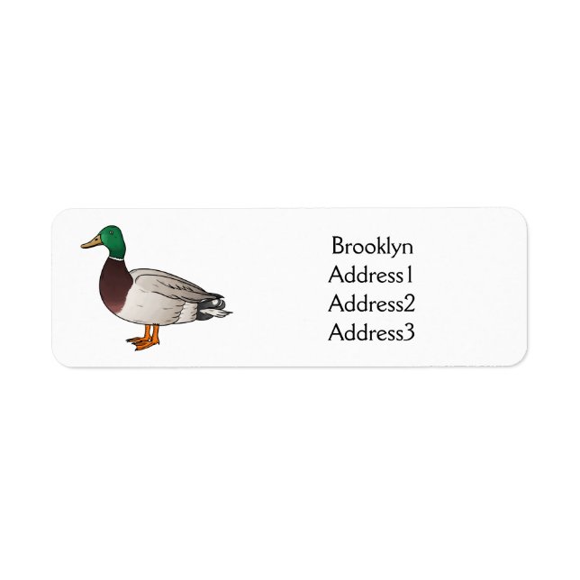 Tecknad på Mallard anka Returadress Etikett (Framsidan)