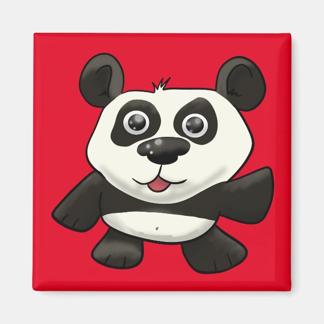 Tecknad Panda Bear Magnet (Framsidan)