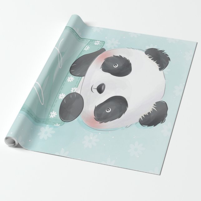 Tecknad Panda | Cute Panda finns i Pocket Presentpapper (Utrullad)