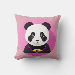 Tecknad Panda Färgrik Illustration Kudde