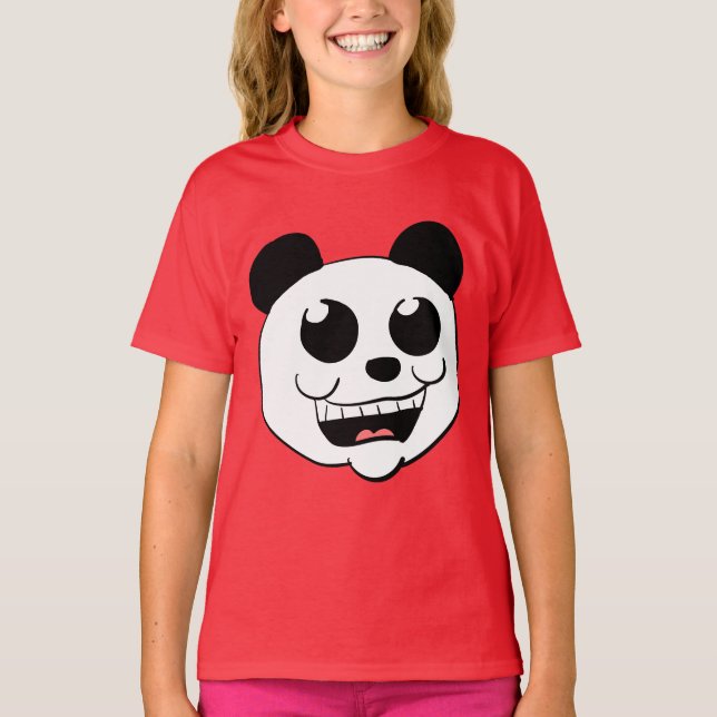 Tecknad Panda-huvud T Shirt (Framsida)
