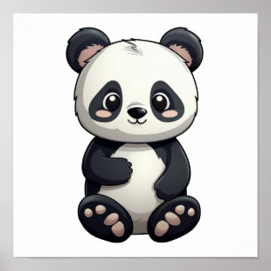 Tecknad panda illustration poster