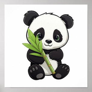 Tecknad panda illustration poster