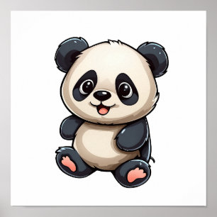 Tecknad panda illustration poster
