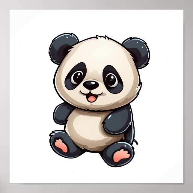Tecknad panda illustration poster (Framsidan)