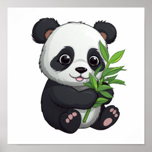 Tecknad panda illustration poster