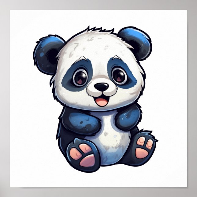 Tecknad panda illustration poster (Framsidan)