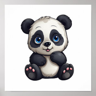 Tecknad panda illustration poster