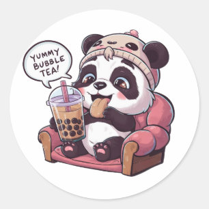 Tecknad Panda: Mysigt, Kawaii Vibes Runt Klistermärke