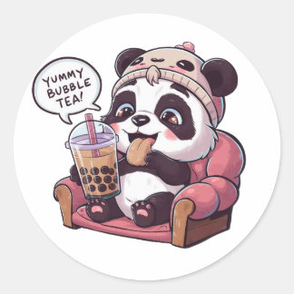 Tecknad Panda: Mysigt, Kawaii Vibes Runt Klistermärke