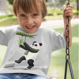 Tecknad Panda - Panda med Bamboo T Shirt